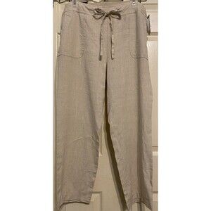 New Charter Club Classic Fit Linen Pull On Drawstring Capri Pants Women’s 12